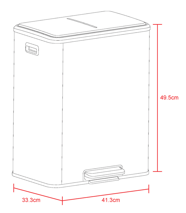 Pedalspann m/soft close 2 x 15 liter - G. Funder